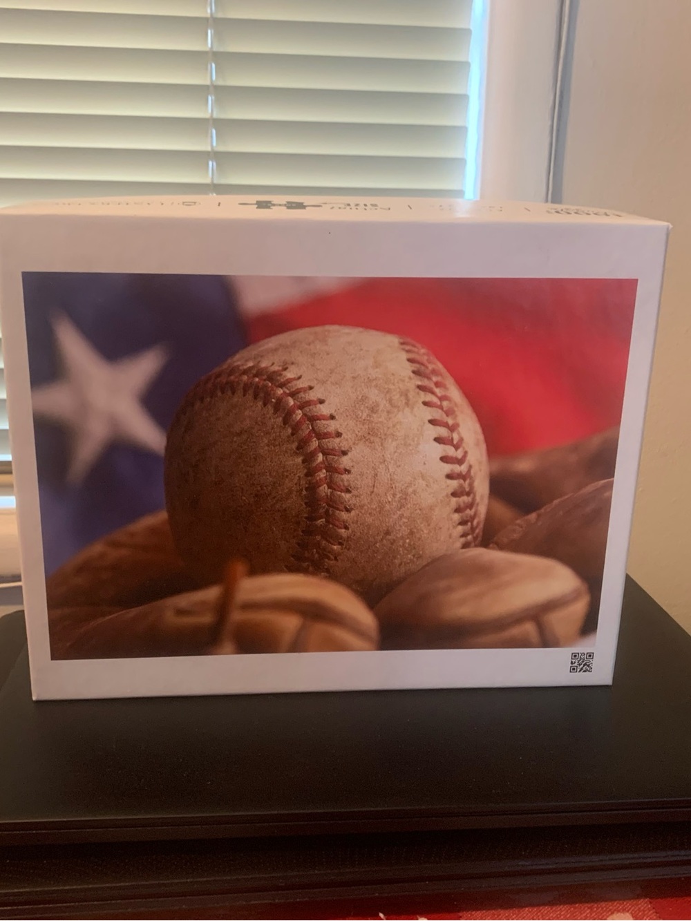 Baseball Photo Canvas Print with American Flag Accent puzzle